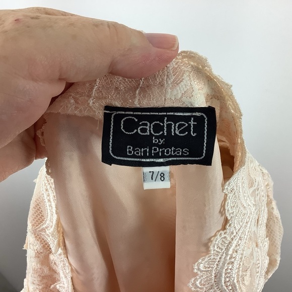 Vintage Cachet by Bari Protas Pale Peach/Pink Lace Button Up Blazer Jacket - Picture 3 of 6